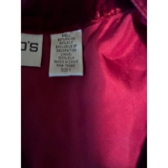 Chico’s Jacket M Burgundy Velvet Silk Blend Sequin Button Up Retro Glam Holiday - Picture 4 of 7